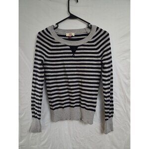 Y2K/90s LEI Sweater Juniors Size Small V-Neck Striped Ribbed Pullover Gray